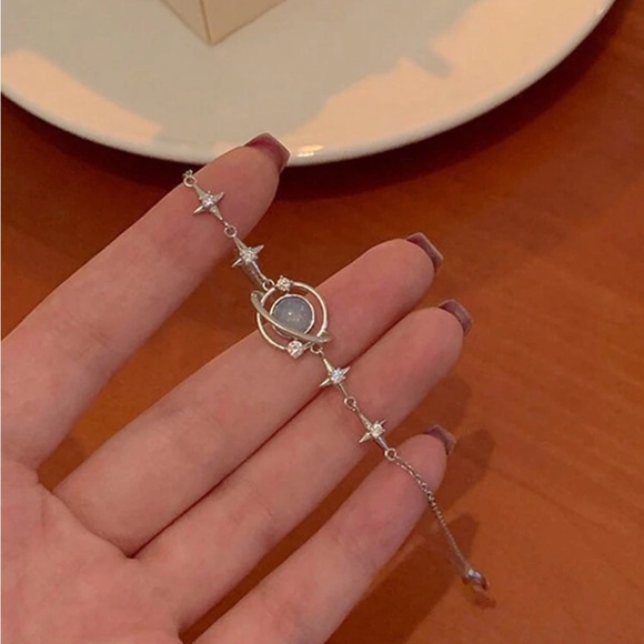 ⚠️Clearance Galaxy Blue Planet Pendant Silver Bracelet - Picture 3 of 5